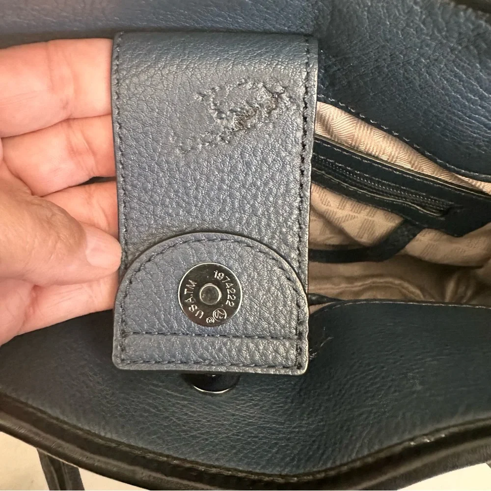 Michael Kors Navy & Black Leather Satchel With Chain Strap And Dust Bag - Picture 4 of 13